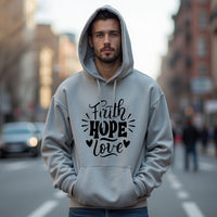 MEANINGFUL "Faith Hope Love" Unisex Hoodie – Uplifting Christian Sweatshirt