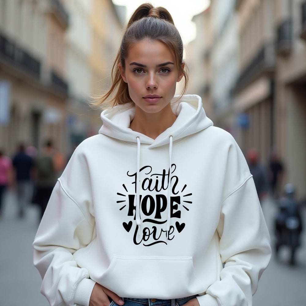 MEANINGFUL "Faith Hope Love" Unisex Hoodie – Uplifting Christian Sweatshirt