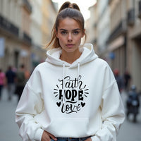 MEANINGFUL "Faith Hope Love" Unisex Hoodie – Uplifting Christian Sweatshirt