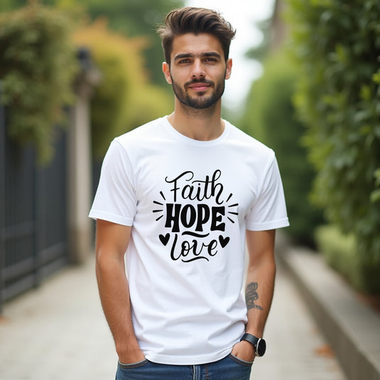 UPLIFTING "Faith Hope Love" Men's T-Shirt – Meaningful Christian Tee