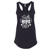 UPLIFTING "Faith Hope Love" Racerback Tank Top – Meaningful Christian Women's Tee