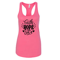 UPLIFTING "Faith Hope Love" Racerback Tank Top – Meaningful Christian Women's Tee