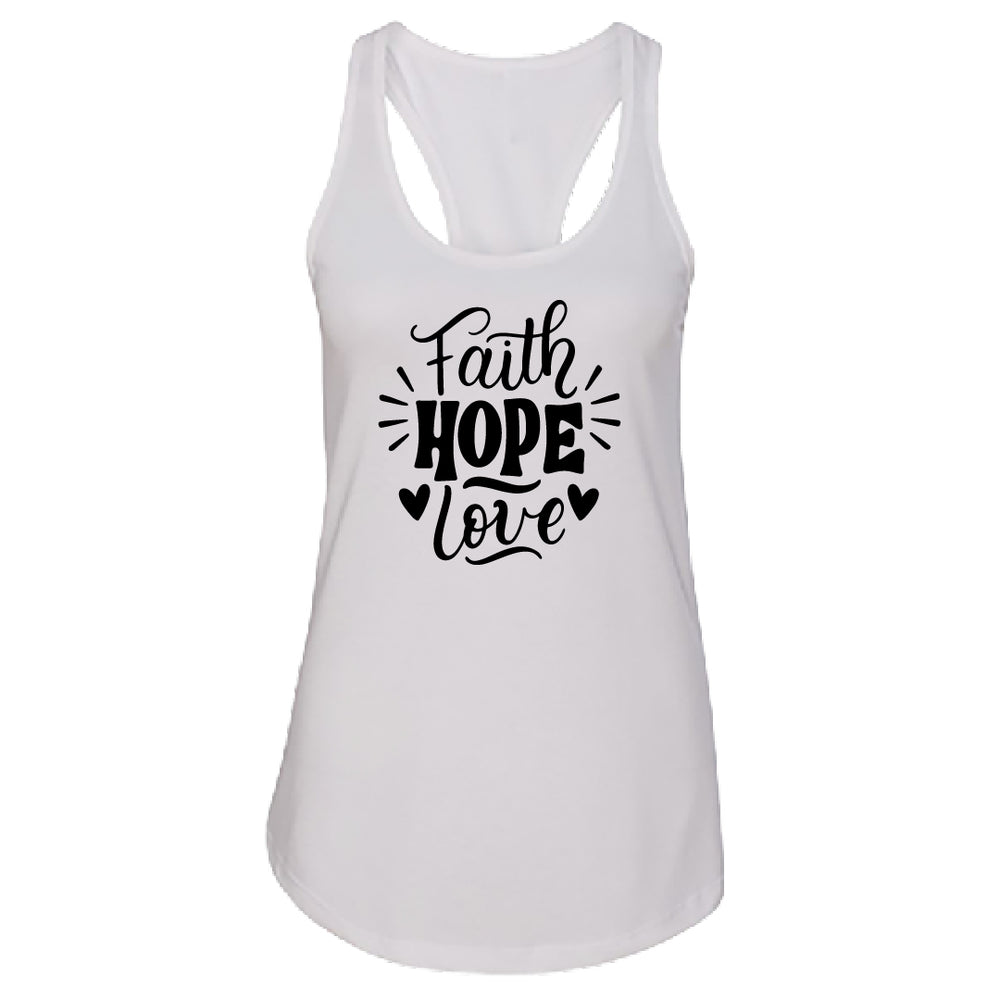 UPLIFTING "Faith Hope Love" Racerback Tank Top – Meaningful Christian Women's Tee
