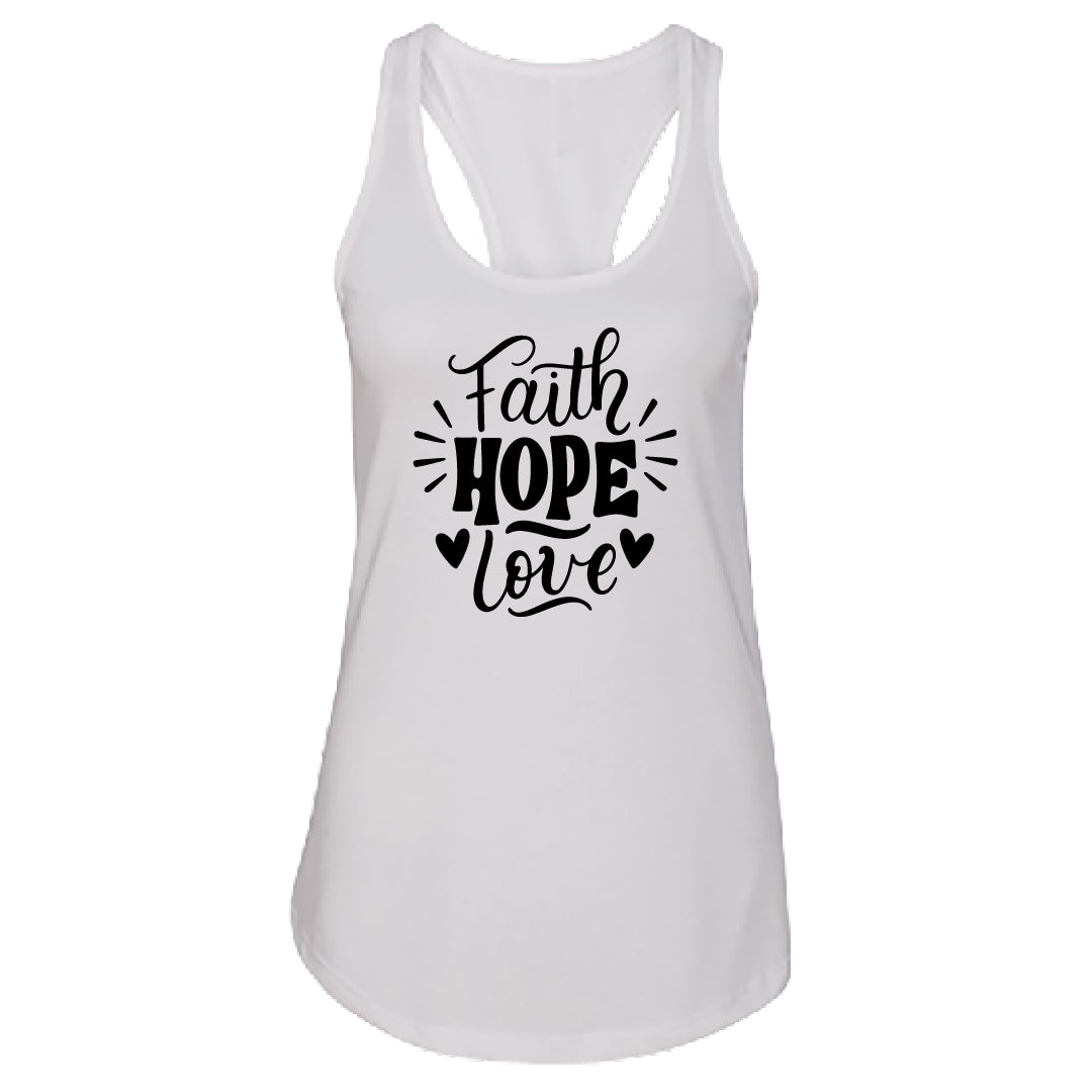 UPLIFTING "Faith Hope Love" Racerback Tank Top – Meaningful Christian Women's Tee