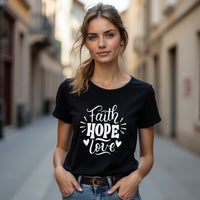 UPLIFTING "Faith Hope Love" Women's T-Shirt – Meaningful Christian Tee