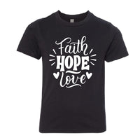 MEANINGFUL "Faith Hope Love" Youth T-Shirt – Inspiring Christian Kids' Tee