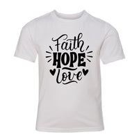 MEANINGFUL "Faith Hope Love" Youth T-Shirt – Inspiring Christian Kids' Tee