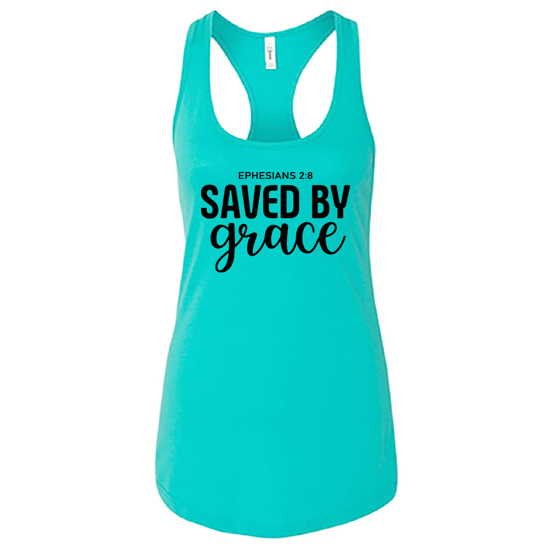GRACEFUL "Saved by Grace" Racerback Tank Top – Meaningful Christian Women's Tee