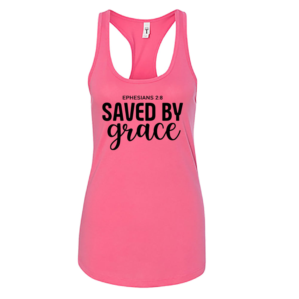 GRACEFUL "Saved by Grace" Racerback Tank Top – Meaningful Christian Women's Tee