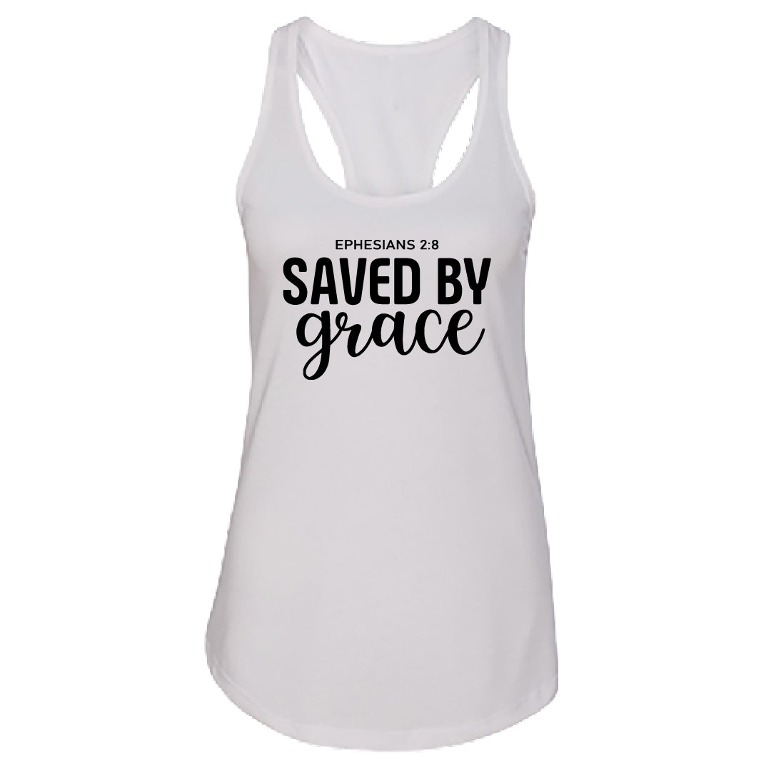 GRACEFUL "Saved by Grace" Racerback Tank Top – Meaningful Christian Women's Tee