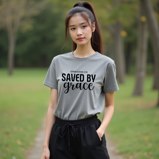 GRACEFUL "Saved by Grace" Women's T-Shirt – Inspiring Christian Tee for Men