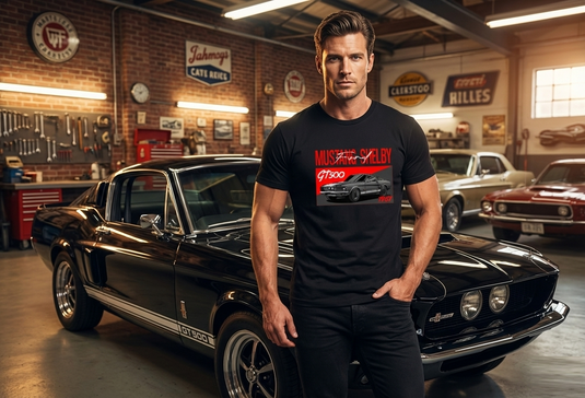 Ford 1967 Mustang GT500 Men’s T-Shirt | Classic Muscle Car Tee | Sizes S–2XL | Black, White, Red, Royal Blue, Navy, Charcoal
