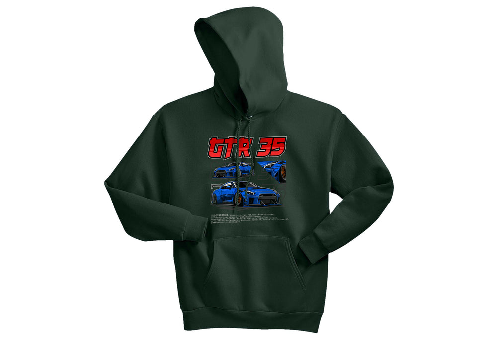 Nissan GTR 35 – Soft & Durable Fleece Pullover Unisex Hoodie in Black, Dark Green, Navy, Royal, White | Sizes Small to 3XL