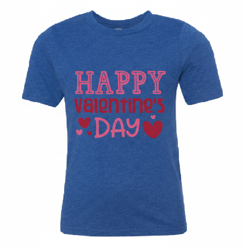 Kids Happy Valentine's Day T-Shirt | Heart Graphic Youth Tee for Boys & Girls | Soft Cotton Holiday Holiday Shirt