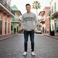 Saved by Grace Long Sleeve T-Shirt | Ephesians 2:8 Scripture Faith Tee | Men's Christian Apparel By Gildan2400