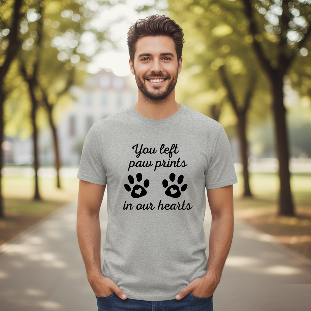 HEARTFELT "Paw Prints" Men's T-Shirt – Touching Pet Memorial Tee