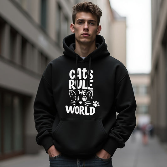 "Cats Rule the World" Men's / Unisex Hoodie – The Ultimate Comfort for Cat Dads