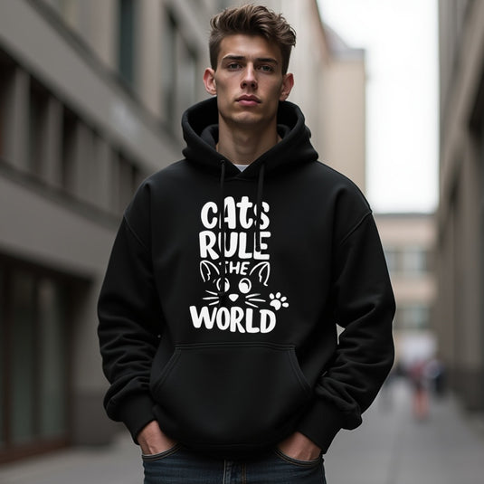 "Cats Rule the World" Men's / Unisex Hoodie – The Ultimate Comfort for Cat Dads