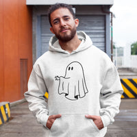 Unisex Cartoon Ghost Hoodie – Minimalist Spooky Graphic Pullover – Soft Fleece Friendly Ghost Sweatshirt – Trendy Fall & Halloween Streetwear