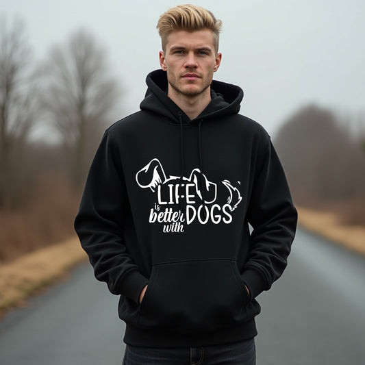"Life is Better with Dogs" Men's / Unisex Hoodie – The Coziest Layer for Dog Lovers