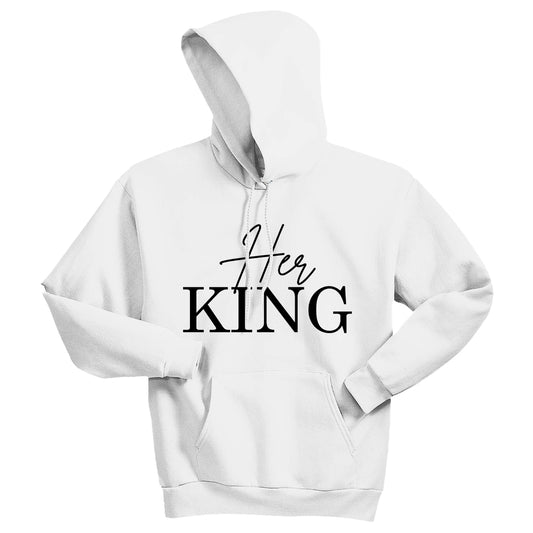Matching "Her King" & "His Queen" Unisex Hoodies – Modern Couple’s Typography Pullovers – Premium Fleece Anniversary & Valentine’s Sweatshirts