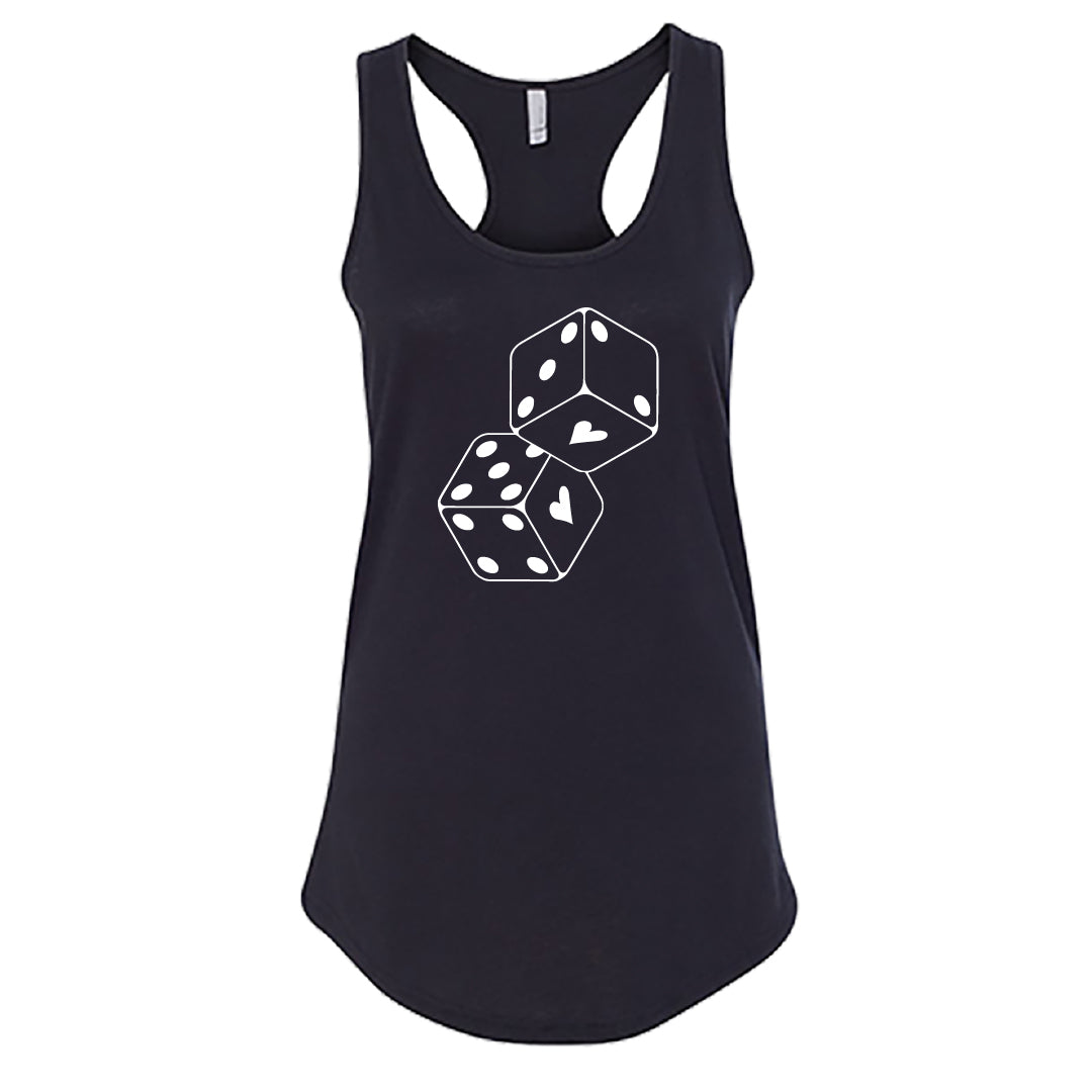 "Lucky in Love" Women's Racerback Tank Top – A Playful & Unique Graphic Top