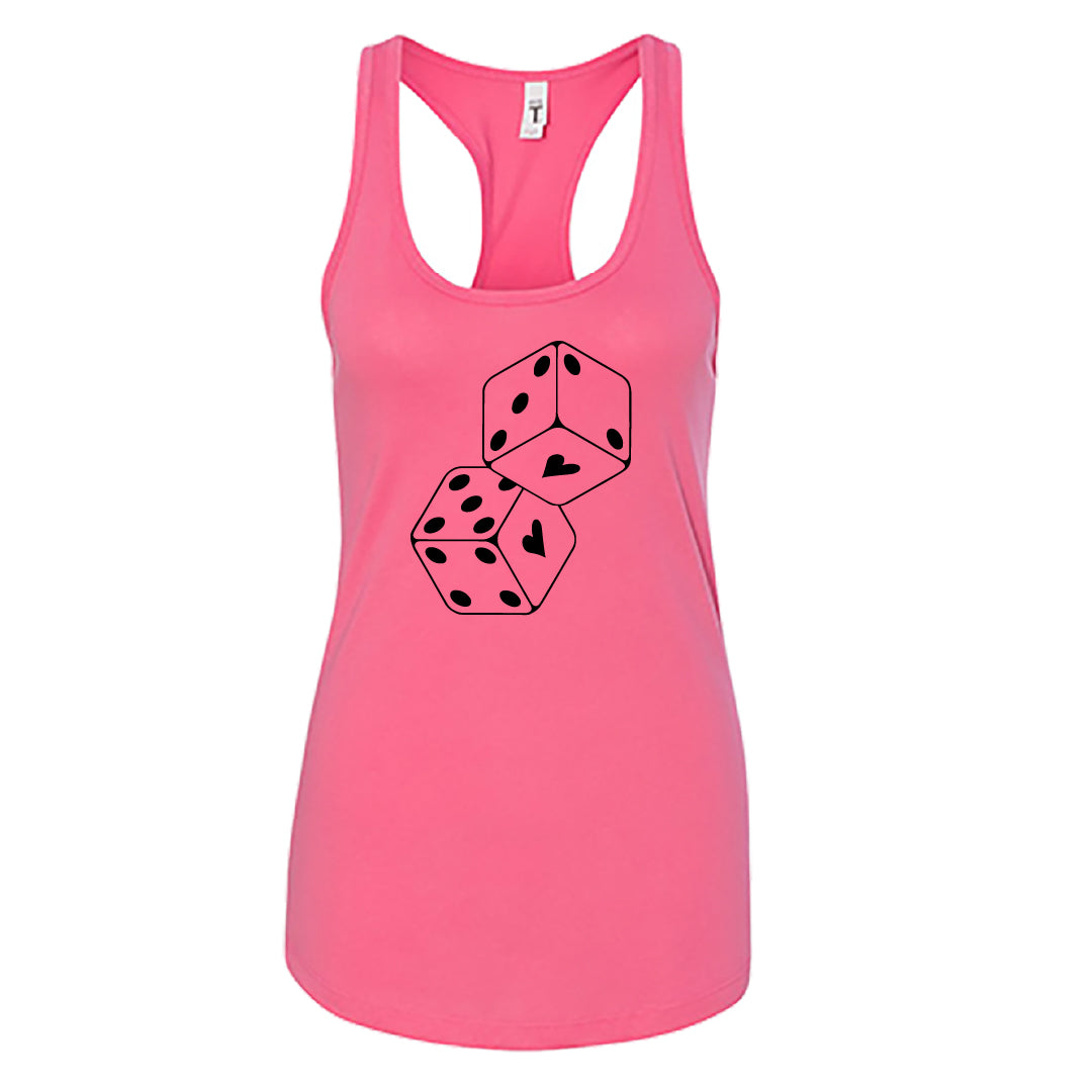 "Lucky in Love" Women's Racerback Tank Top – A Playful & Unique Graphic Top
