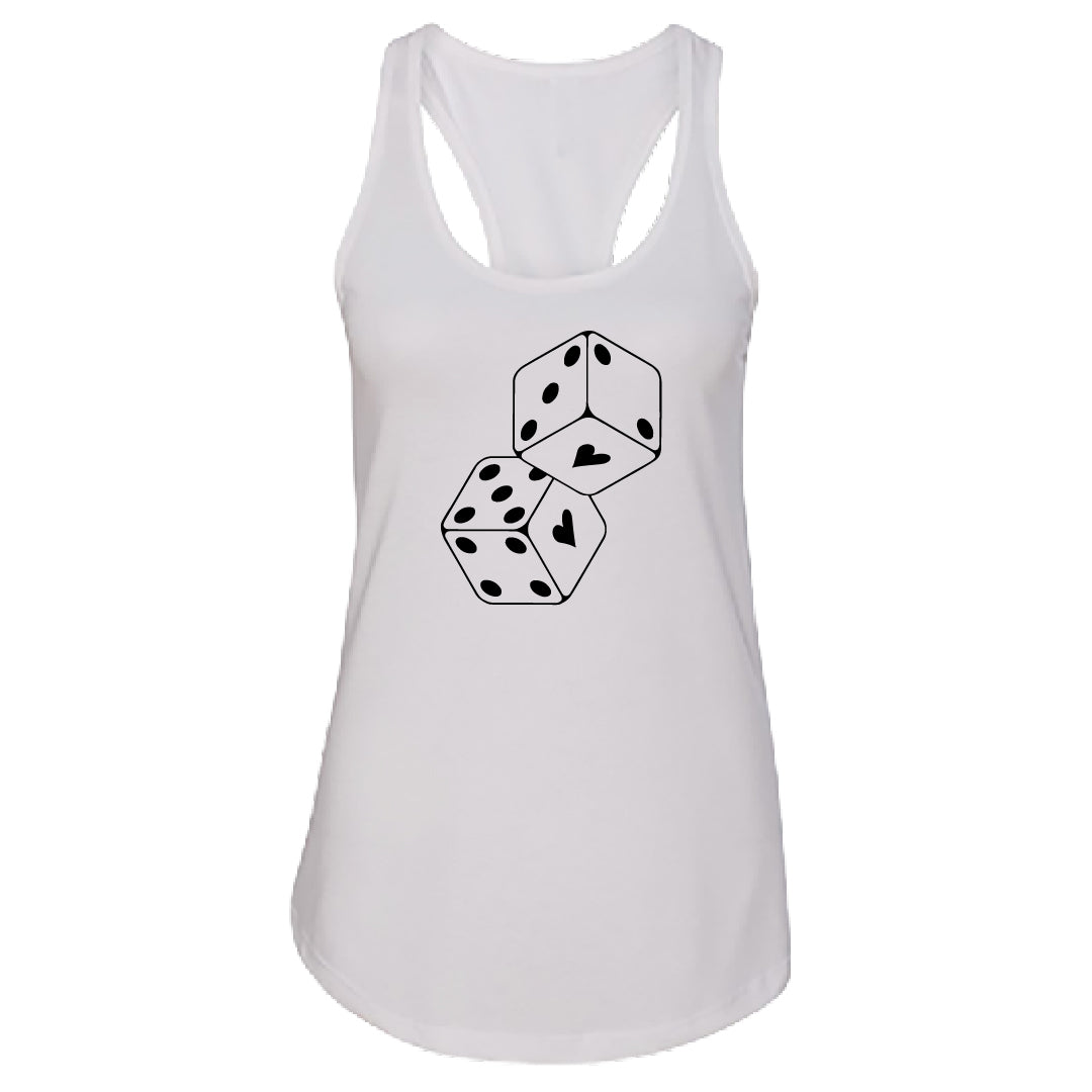 "Lucky in Love" Women's Racerback Tank Top – A Playful & Unique Graphic Top
