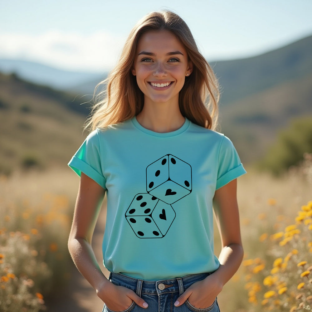 Lucky in Love "Dice Heart" Women's T-Shirt – A Fun & Playful Graphic Tee