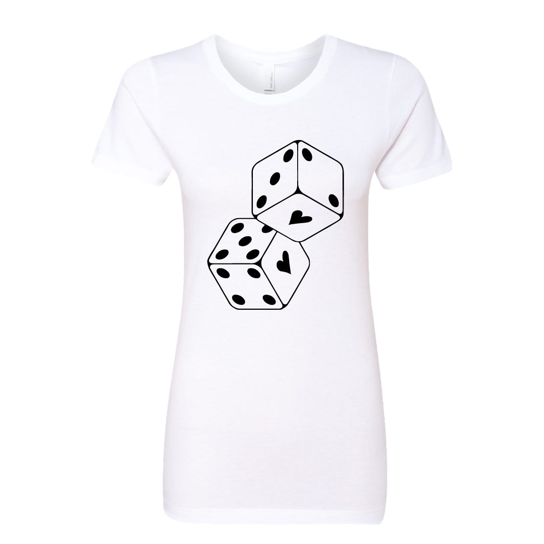 Lucky in Love "Dice Heart" Women's T-Shirt – A Fun & Playful Graphic Tee