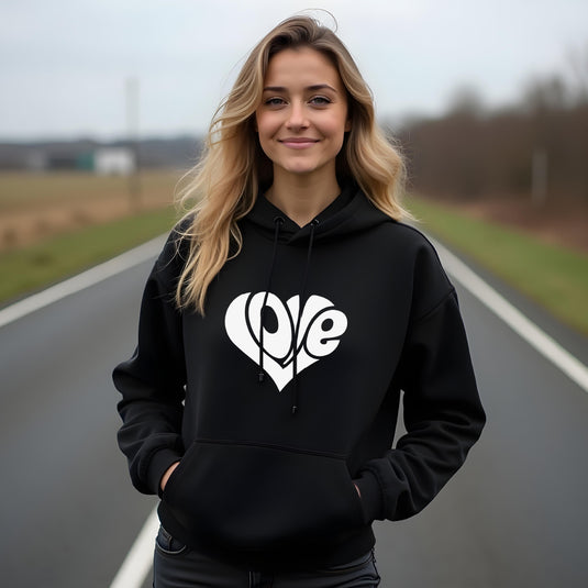 Iconic "Love" Heart Unisex Hoodie – The Coziest Layer for a Timeless Message