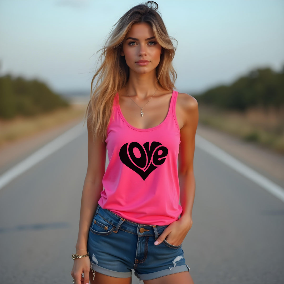 Iconic "Love" Heart Women's Racerback Tank – A Timeless Graphic Top