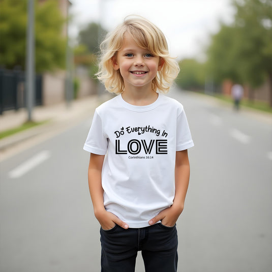 Youth "Do Everything in Love" Christian T-Shirt – Corinthians 16:14