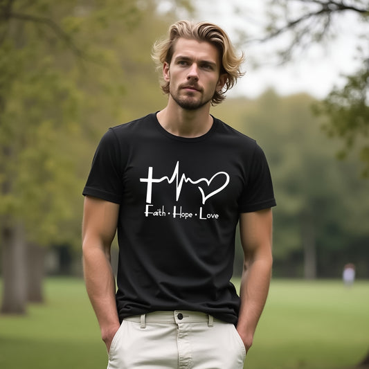 Men’s "Faith Hope Love" Graphic T-Shirt – Inspirational Christian TeeMen’s "Faith Hope Love" Graphic T-Shirt – Inspirational Christian Tee