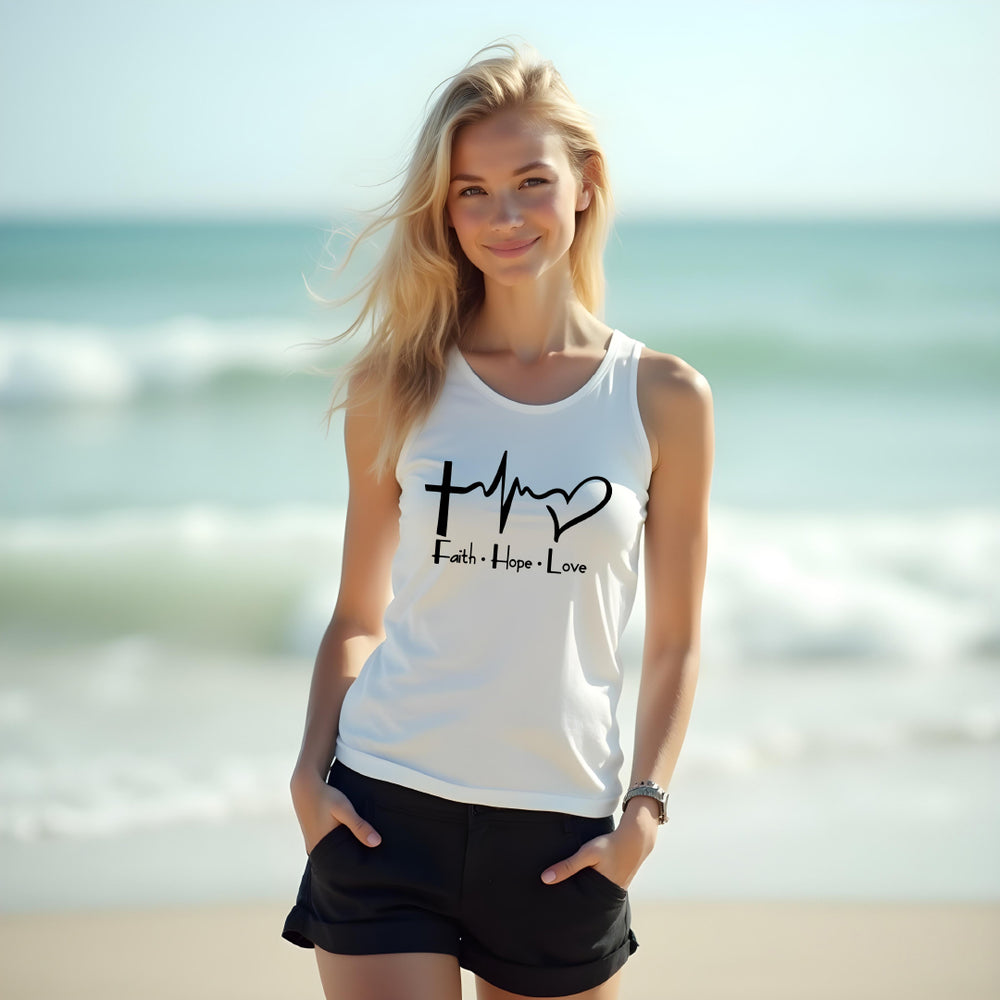 Faith Hope Love Women’s Racerback Tank Top – Inspirational Christian Workout & Casual Wear