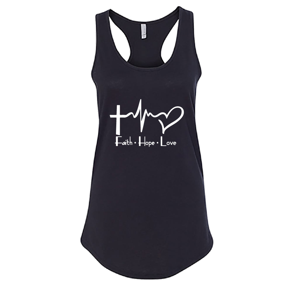 Faith Hope Love Women’s Racerback Tank Top – Inspirational Christian Workout & Casual Wear