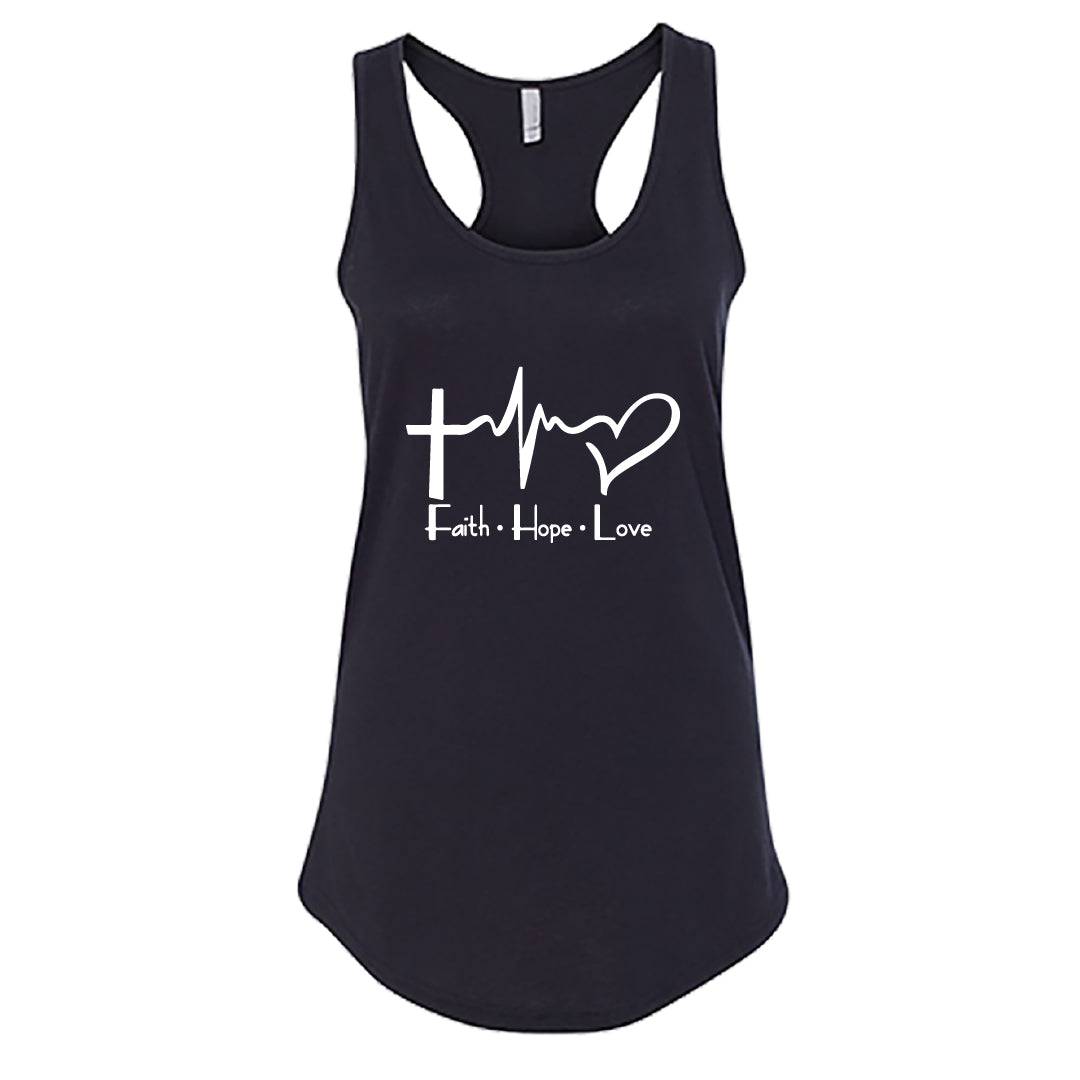 Faith Hope Love Women’s Racerback Tank Top – Inspirational Christian Workout & Casual Wear
