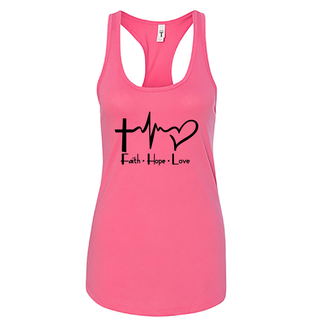 Faith Hope Love Women’s Racerback Tank Top – Inspirational Christian Workout & Casual Wear