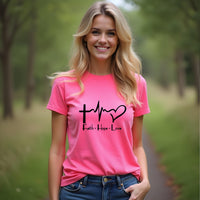 Women’s “Faith • Hope • Love” Graphic T-Shirt – Inspirational Christian Tee