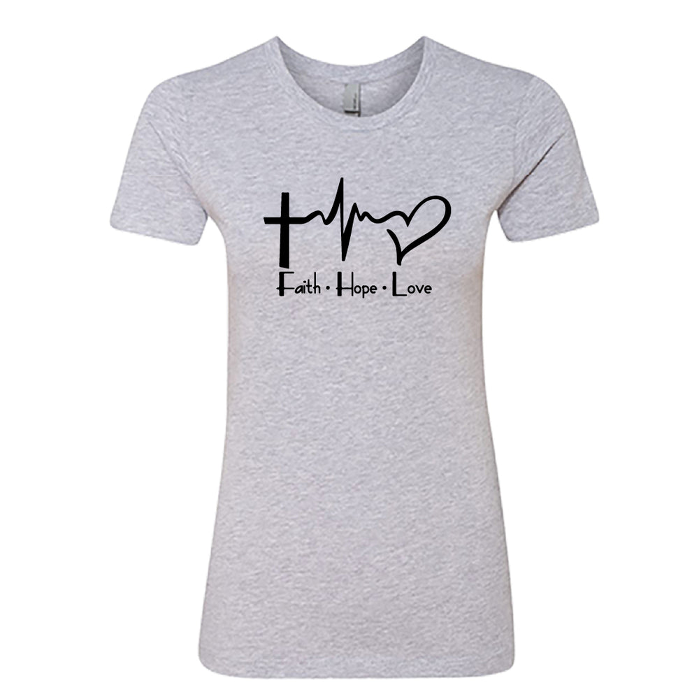 Women’s “Faith • Hope • Love” Graphic T-Shirt – Inspirational Christian Tee
