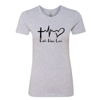 Women’s “Faith • Hope • Love” Graphic T-Shirt – Inspirational Christian Tee