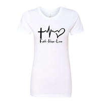 Women’s “Faith • Hope • Love” Graphic T-Shirt – Inspirational Christian Tee