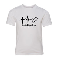 Faith • Hope • Love Youth T-Shirt – Inspirational Christian Design
