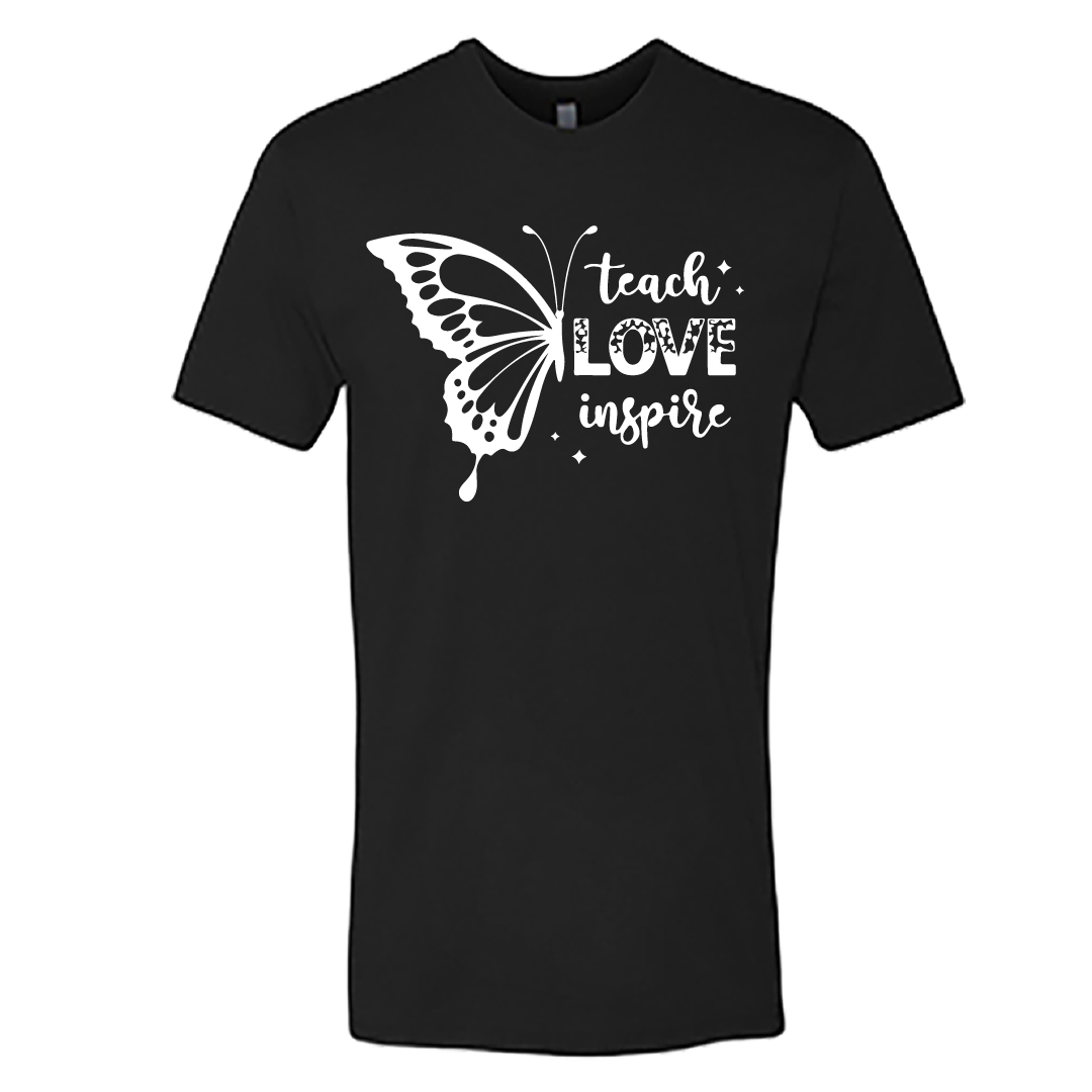 Men’s “Teach Love Inspire” Butterfly Graphic T-Shirt – Inspirational Comfort Wear