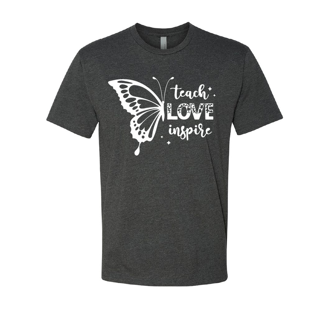 Men’s “Teach Love Inspire” Butterfly Graphic T-Shirt – Inspirational Comfort Wear