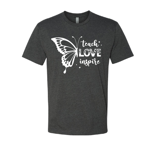 Men’s “Teach Love Inspire” Butterfly Graphic T-Shirt – Inspirational Comfort Wear