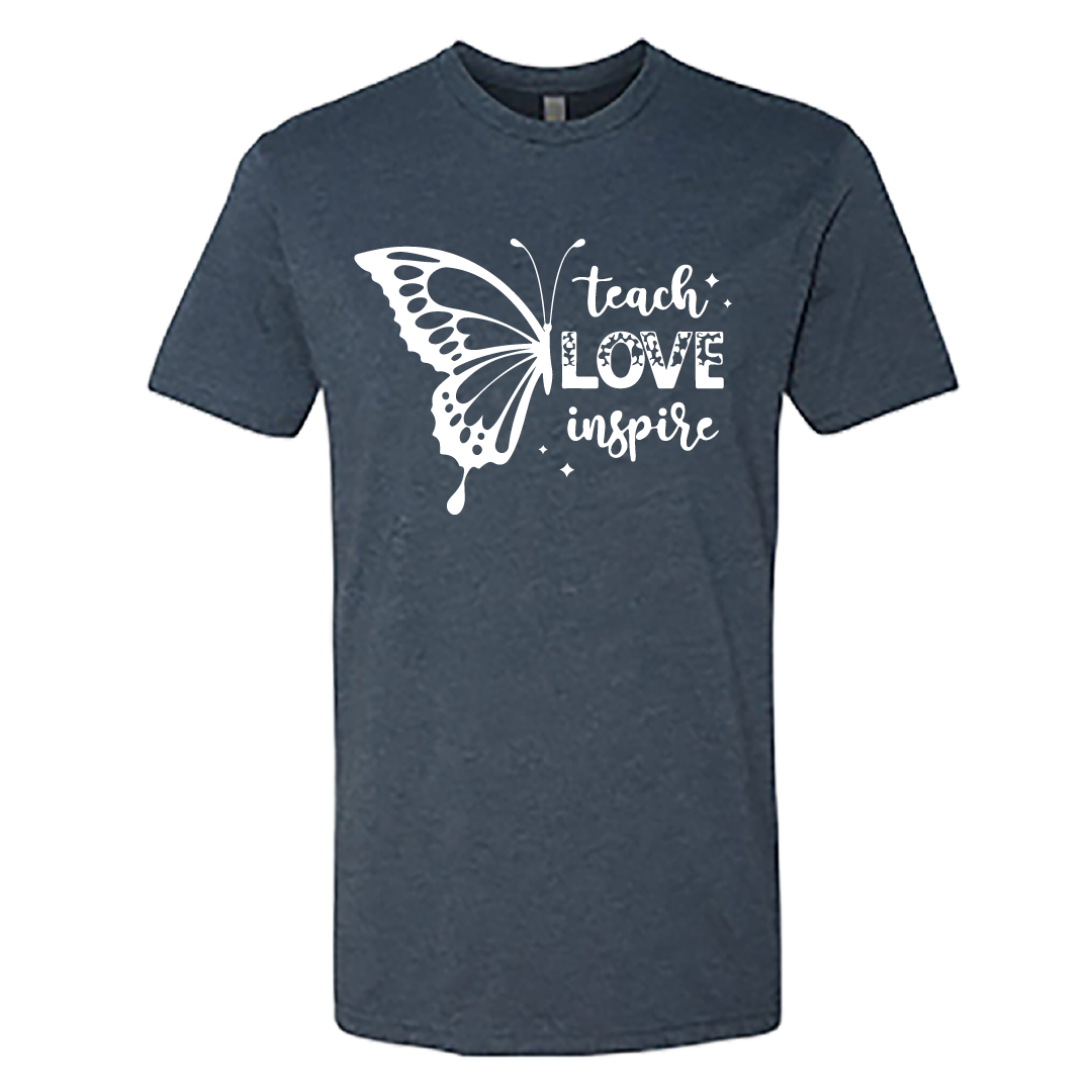 Men’s “Teach Love Inspire” Butterfly Graphic T-Shirt – Inspirational Comfort Wear