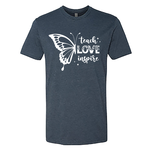 Men’s “Teach Love Inspire” Butterfly Graphic T-Shirt – Inspirational Comfort Wear
