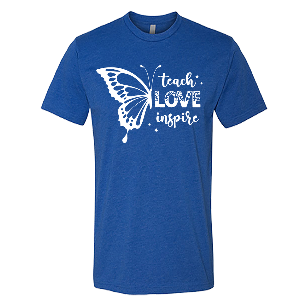 Men’s “Teach Love Inspire” Butterfly Graphic T-Shirt – Inspirational Comfort Wear