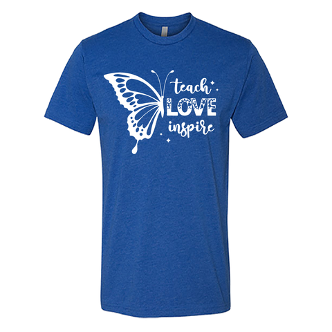 Men’s “Teach Love Inspire” Butterfly Graphic T-Shirt – Inspirational Comfort Wear